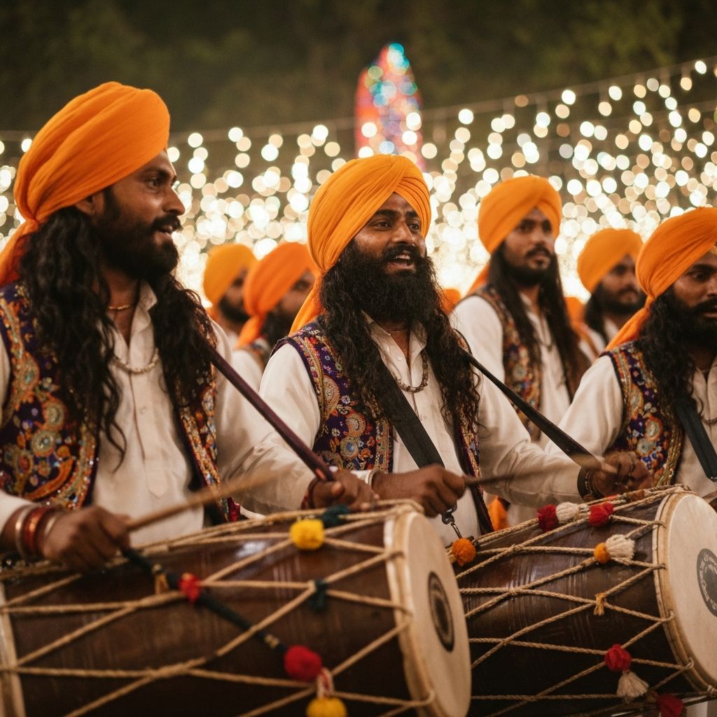 Punjabi dhol players performing at a wedding baraat