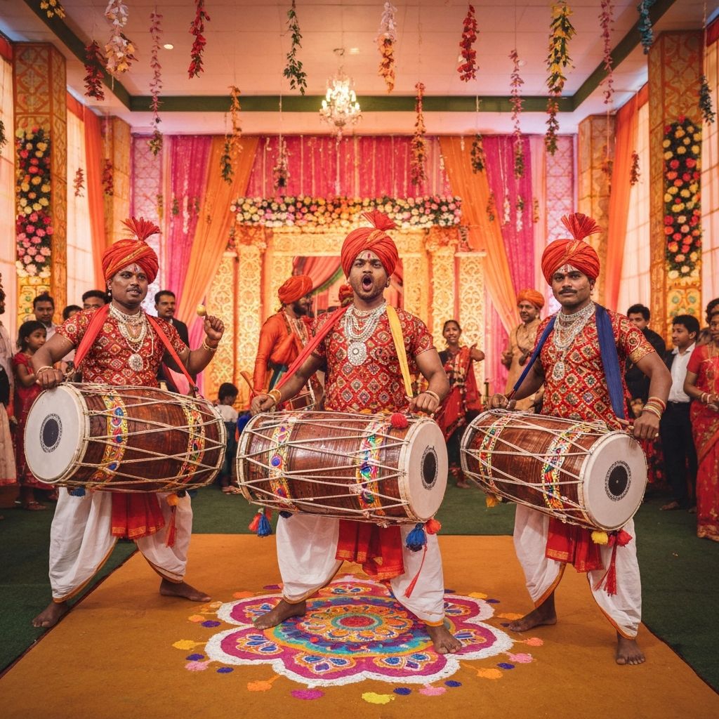 Nasik dhol team performing at an Indian wedding